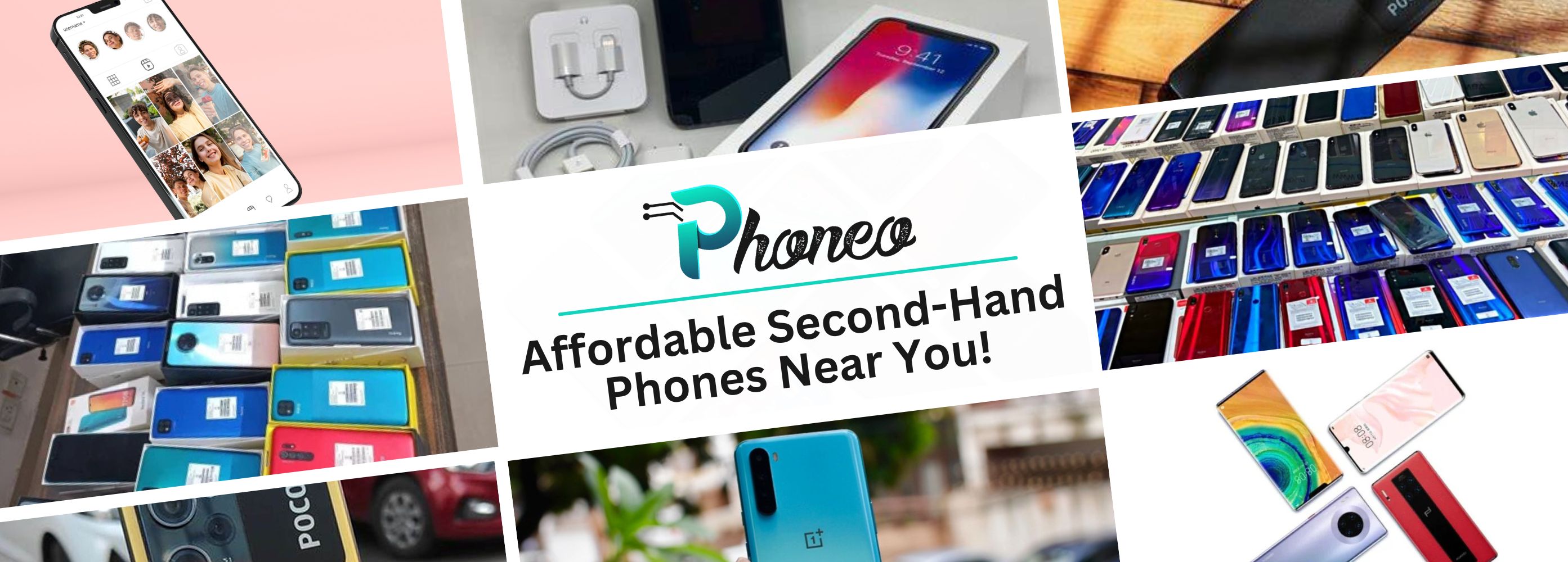 Phoneo banner promoting second-hand phones