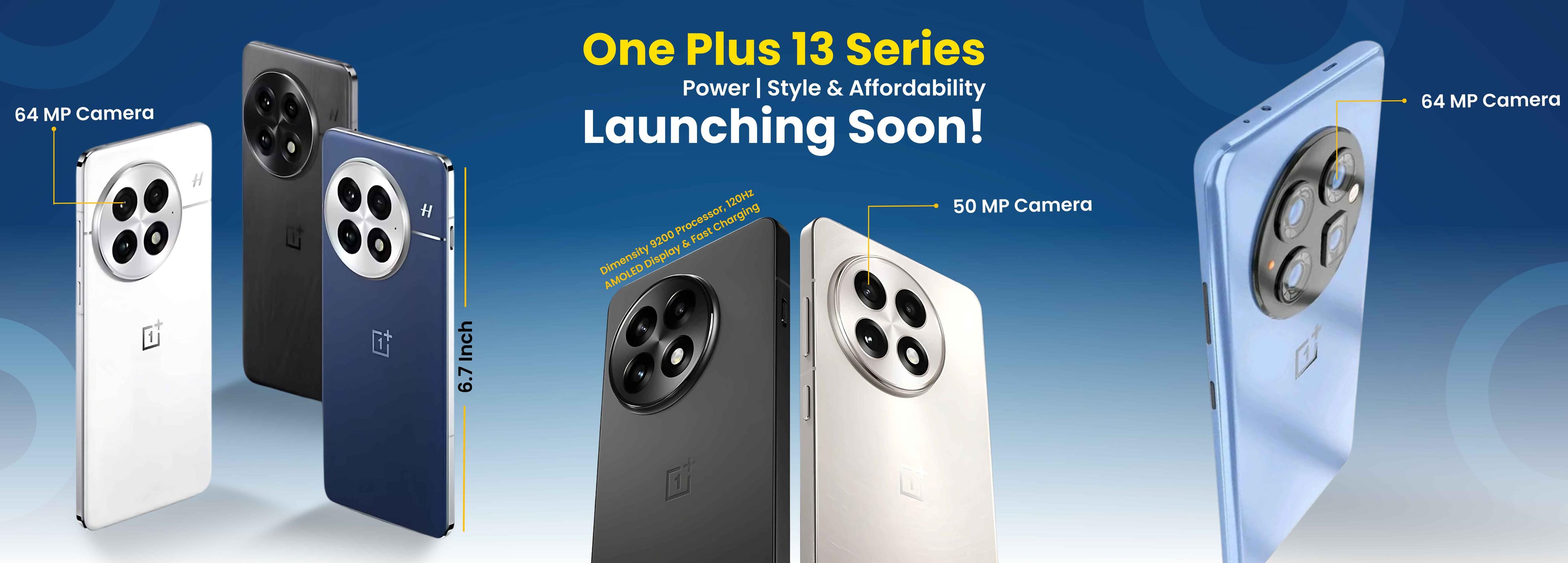 OnePlus 13 series smartphones in various colors and models